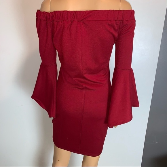 Big Strike USA Off the Shoulder Flare Sleeve Dress - Picture 3 of 8